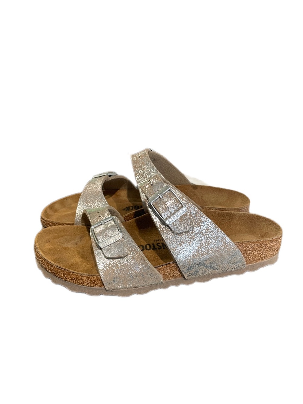 Birkenstock Sydney Washed Silver Metallic Synthetic Slim Fit
